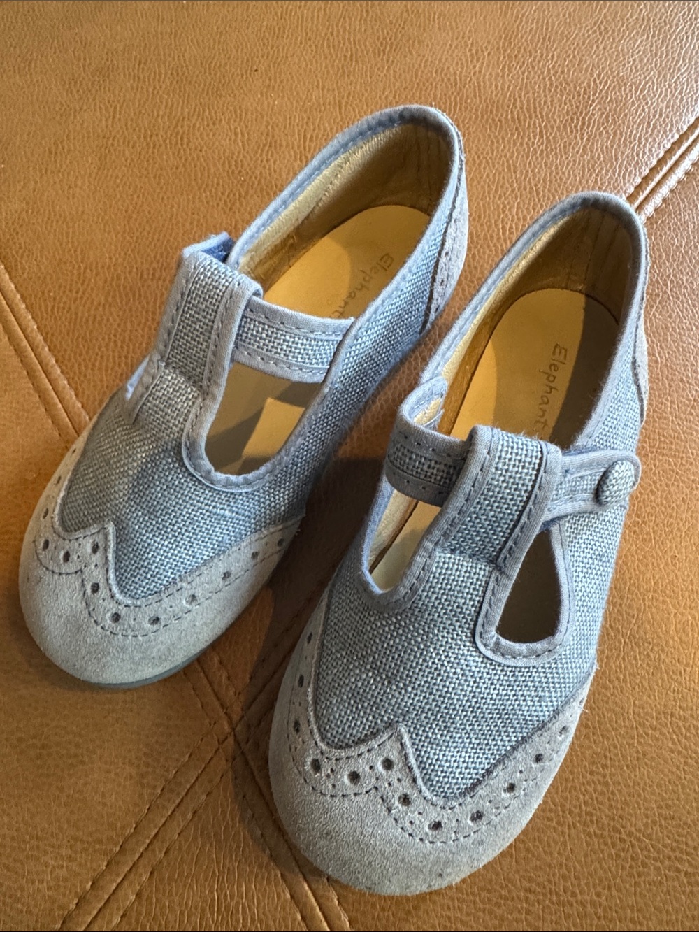 Elephantito Mary Jane Shoes linen sz 28 US 11